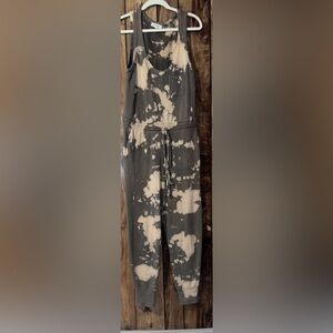 HASHTTAG French Terry Tie Bleach Grey & Cream Jumpsuit - Size XS.